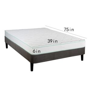 RIDFY Twin Mattress, Twin Memory Foam Mattress, Bed in a Box, 6" Medium Innerspring Hybrid Mattress, Kids Mattress for Bunk Bed, Pressure Relief, CertiPUR-US Certified