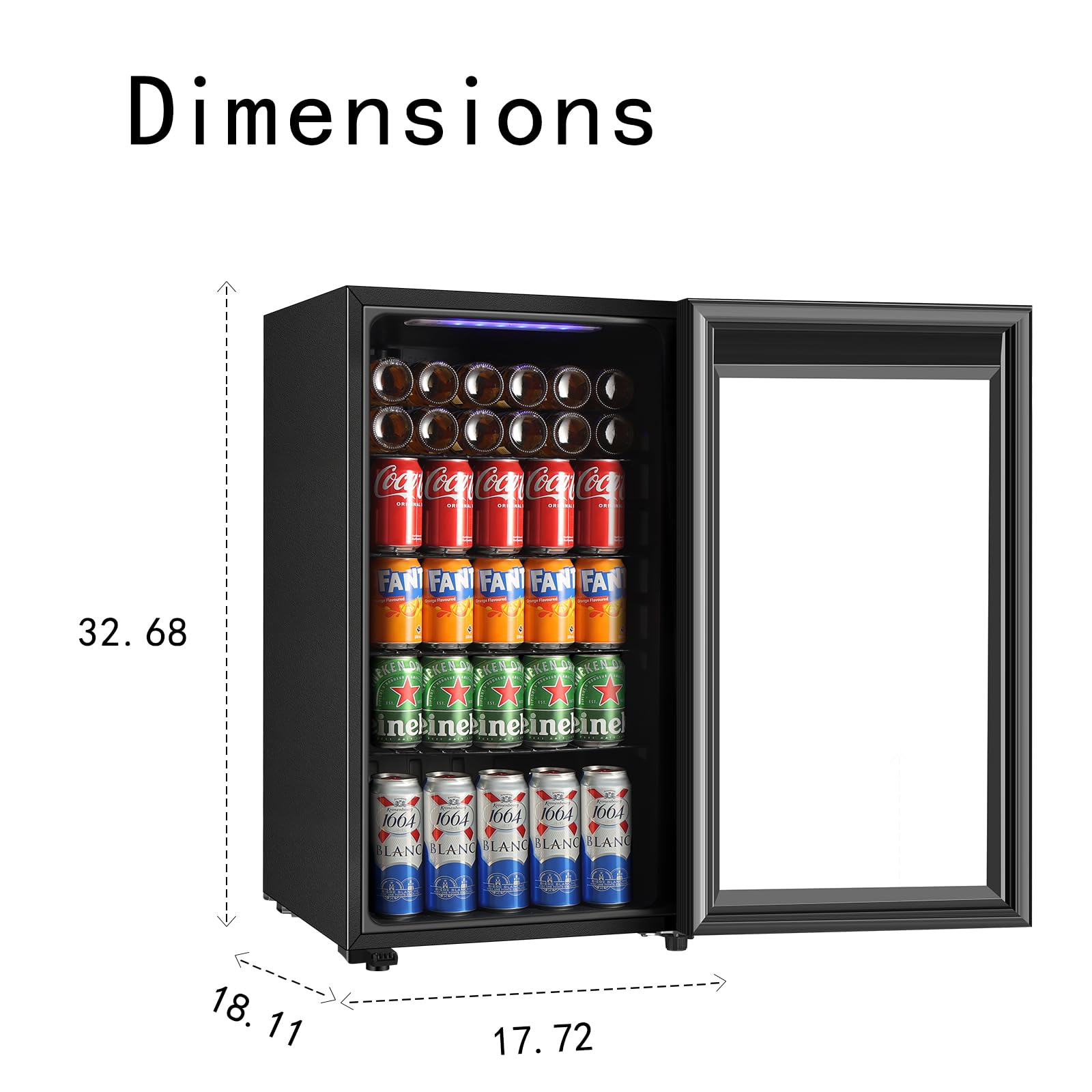 HAILANG+more Beverage Refrigerator and Cooler, 120 Can Freestanding Mini Fridge with Glass door, Digital Temperature Display, Perfect for Home, Office, Bar