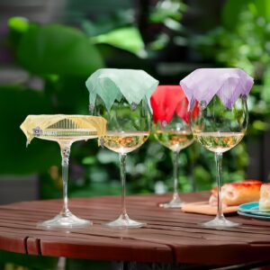 DRXX FEXE Wine Glass Covers to Keep Bugs Out,Weighted Outdoor Wine Glass Covers,Set of 4,Multicolor Set,Breathable,Reusable Drink Tops,for Picnics and Outdoor Dinners