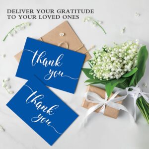 24 Pack Blue Thank You Cards With Envelopes and Stickers Leather Texture 4x6 Inch Blank Thank You Gift Note Cards Bulk for Wedding, Small Business, Baby Shower, Funeral, Graduation, Anniversaries