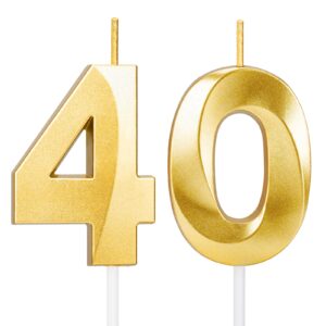 40th birthday candles for cake,gold number candles for happy birthday cake toppers,birthday decorations for women men party anniversary wedding