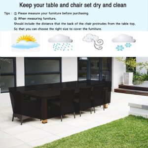 Patio Covers for Outdoor Furniture 128"L X100"W X41"H/325x255x105cm 600D Heavy Duty Furniture Cover,Patio Table and Chair Covers Rectangular Patio Set Cover,Outdoor Furniture Covers Waterproof-Black