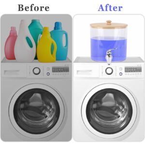 Laundry Detergent Dispenser with Spouts Plastic Container with Bamboo Lid for Laundry Room Organization