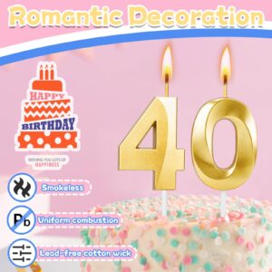 40th Birthday Candles for Cake,Gold Number Candles for Happy Birthday Cake Toppers,Birthday Decorations for Women Men Party Anniversary Wedding