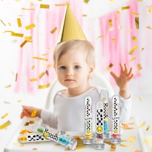 Whaline 30Pcs One Happy Dude Plastic Test Tubes Science Party Test Tubes with Screw Caps Stickers Clear Candy Storage Vials Gumball Candy Container for First Birthday Party Favors