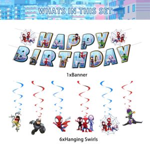 Spidey Birthday Party Decorations Happy Birthday Banner And Hanging Swirls For Birthday Party Supplies Party Decor