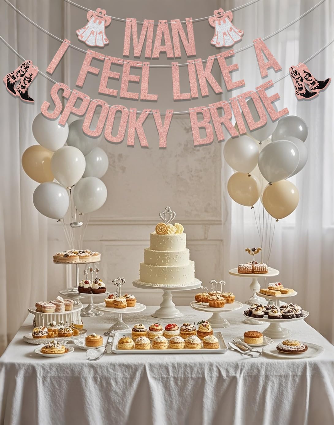 Man I Feel Like A Spooky Bride Banner Cowgirl Themed Halloween Bachelorette Party Decorations Rodeo Themed Bridal Shower Bachelorette Party Decor Supplies Rose Gold