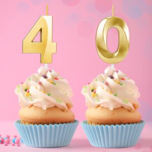 40th Birthday Candles for Cake,Gold Number Candles for Happy Birthday Cake Toppers,Birthday Decorations for Women Men Party Anniversary Wedding