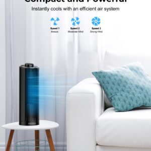 Abolee Tower Fan, 23ft/s Desk Fan, 70° Oscillating Table Fan for Bedroom, Standing Table Fan with 3 Modes, 2024 New 13 Inch Bladeless fan for Bedroom, Home,Office Black