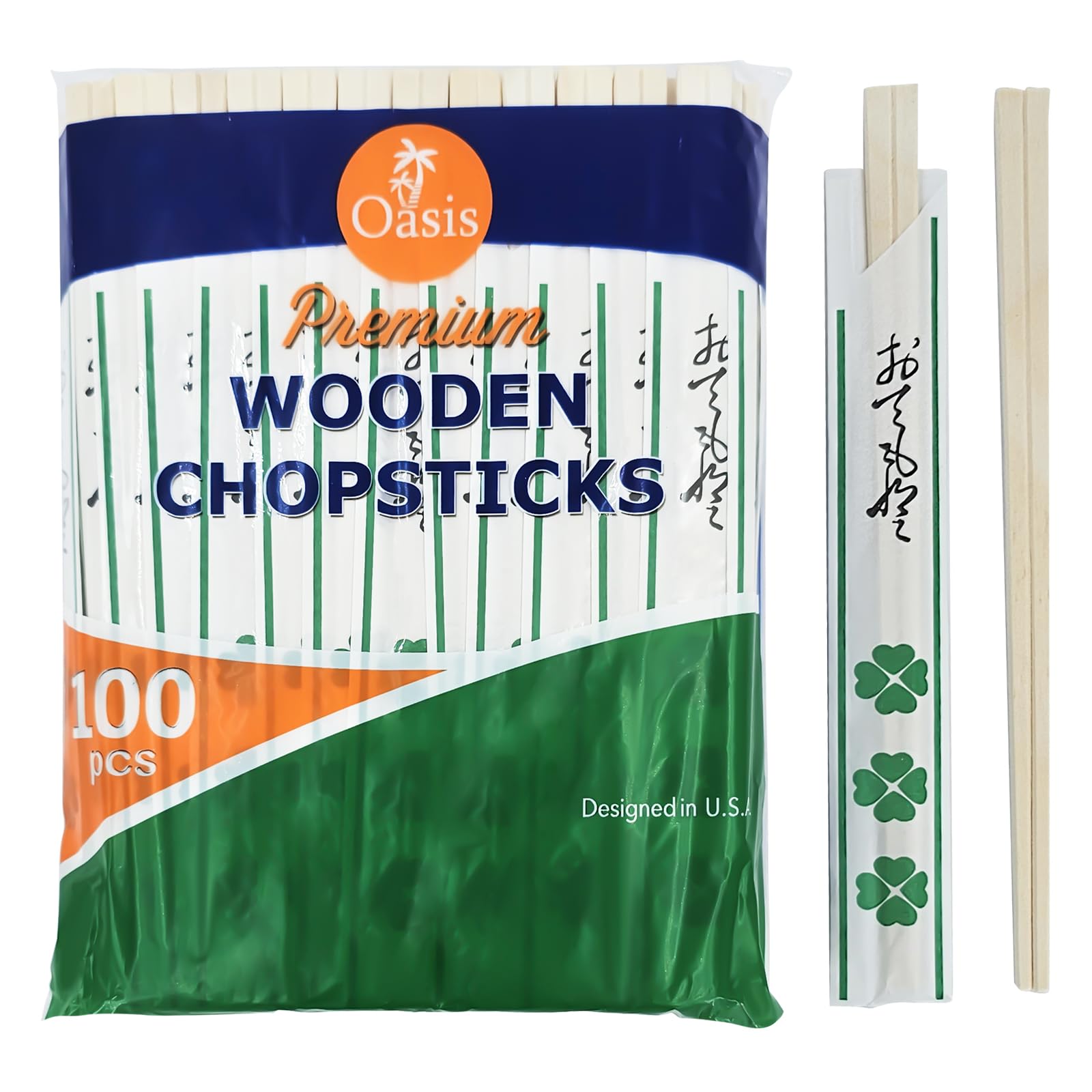 SSHAN Wooden Chopsticks Disposable - Individually Wrapped Disposable Chop Sticks, Solid No Splinter Japanese Chopsticks (100 pairs)