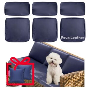 6p patio cushion covers anti cat scratch leather outdoor cushion cover replacement 100% waterproof with zipper for 3pcs patio furniture set,slipcovers for outdoor furniture cushions navy,cover only