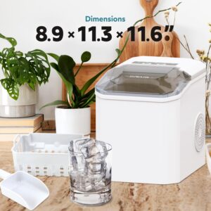 Craig CIM201 Countertop Ice Maker, 9 Cubes Ready in 6 Mins, 26lbs in 24Hrs, Ice Machine with Ice Scoop and Basket, Bullet Ice for Home/Camping/RV, Party, Just add Water