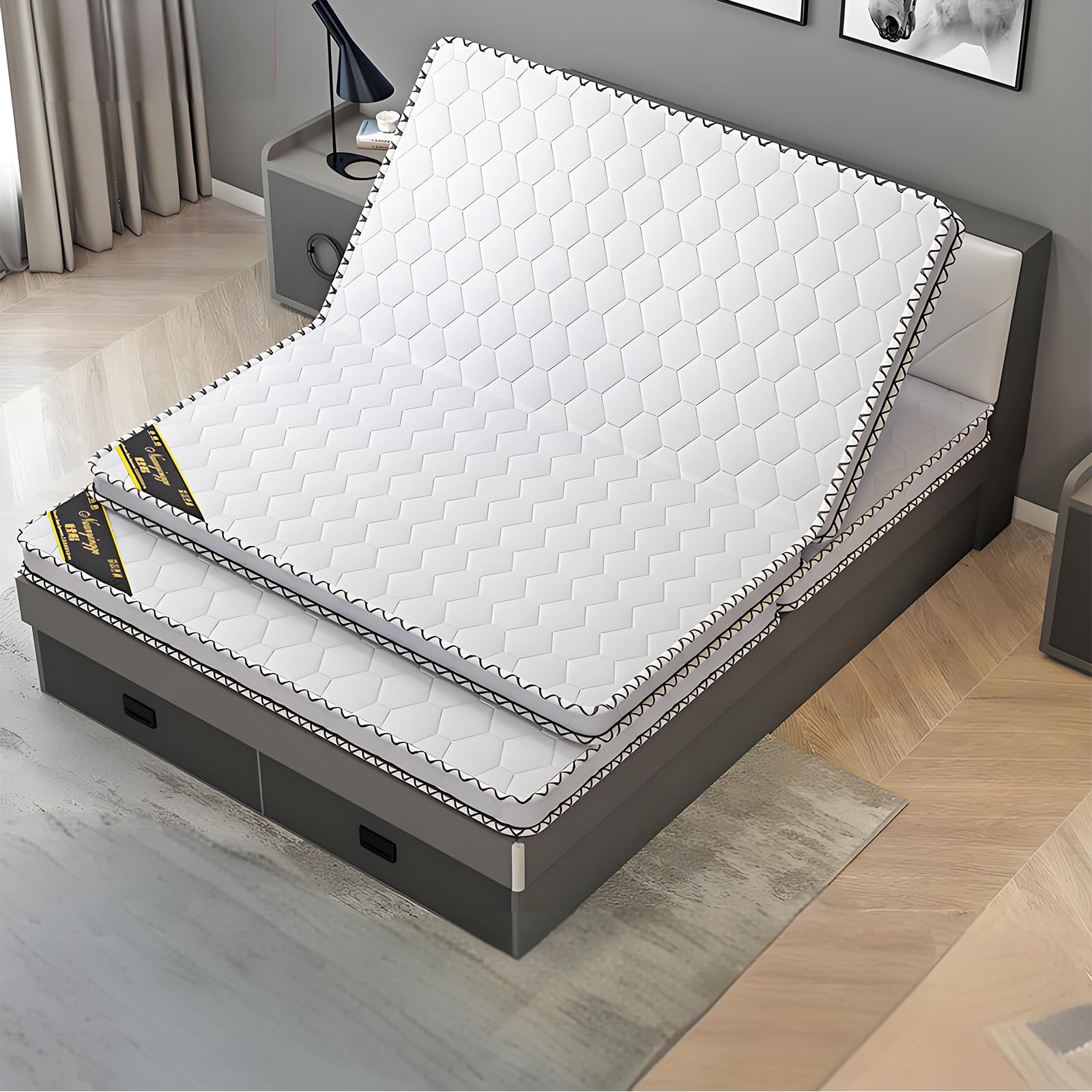 Enchantia 3.2in Coir Mattress Thickening, Natural 3E Coconut Firm Mattress Contains 6cm Coconut Palm Inner Core, Moderately Soft and Hard, Seamless Foldable Mattress for All Ages Queen Mattress