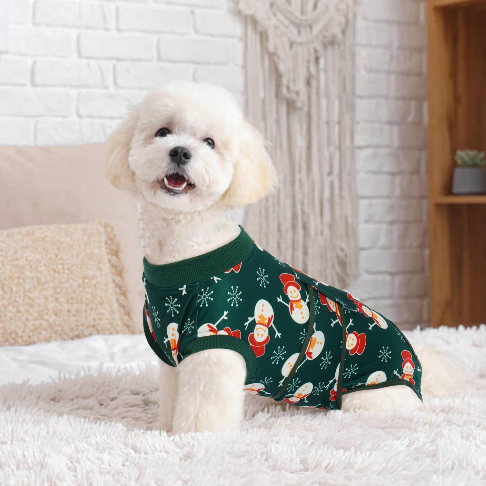 Kuoser Dog Surgery Recovery Suit, Christmas Dog Surgical Recovery Suit for Female Male Dogs, Dog Onesies for Small Dogs, Pet Surgical Suit for Spay Neuter Dog Cone Alternative