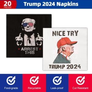 162CT President Trump 2024 Party Supplies Paper Plates Cups Straw Napkins Spoon Fork knives Tablecloth,Take America Back Disposable Party Plates for President Trump Party Decorations Serves 20 Guests