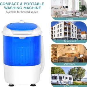 Mini Portable Washing Machine, 5.6 LBS Capacity Portable Washer and Spinner Combo with Spin Cycle Basket & Drain Hose, Semi-automatic Laundry Washer Machine for Apartment Dorm RV