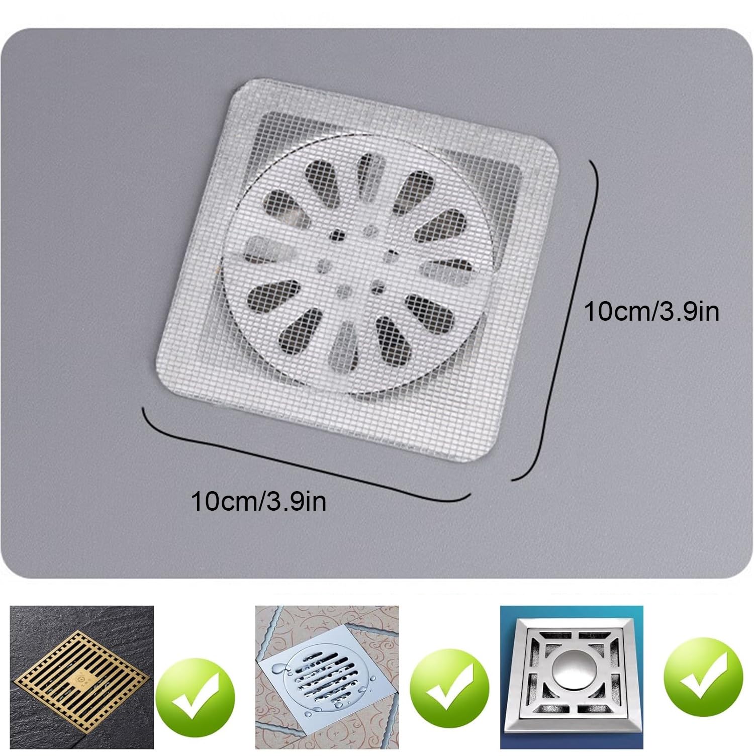 50Pack Disposable Shower Drain Hair Catcher,Easy to Install Suit for Bathroom,Bathtub,Kitchen Sink (4" X 4")