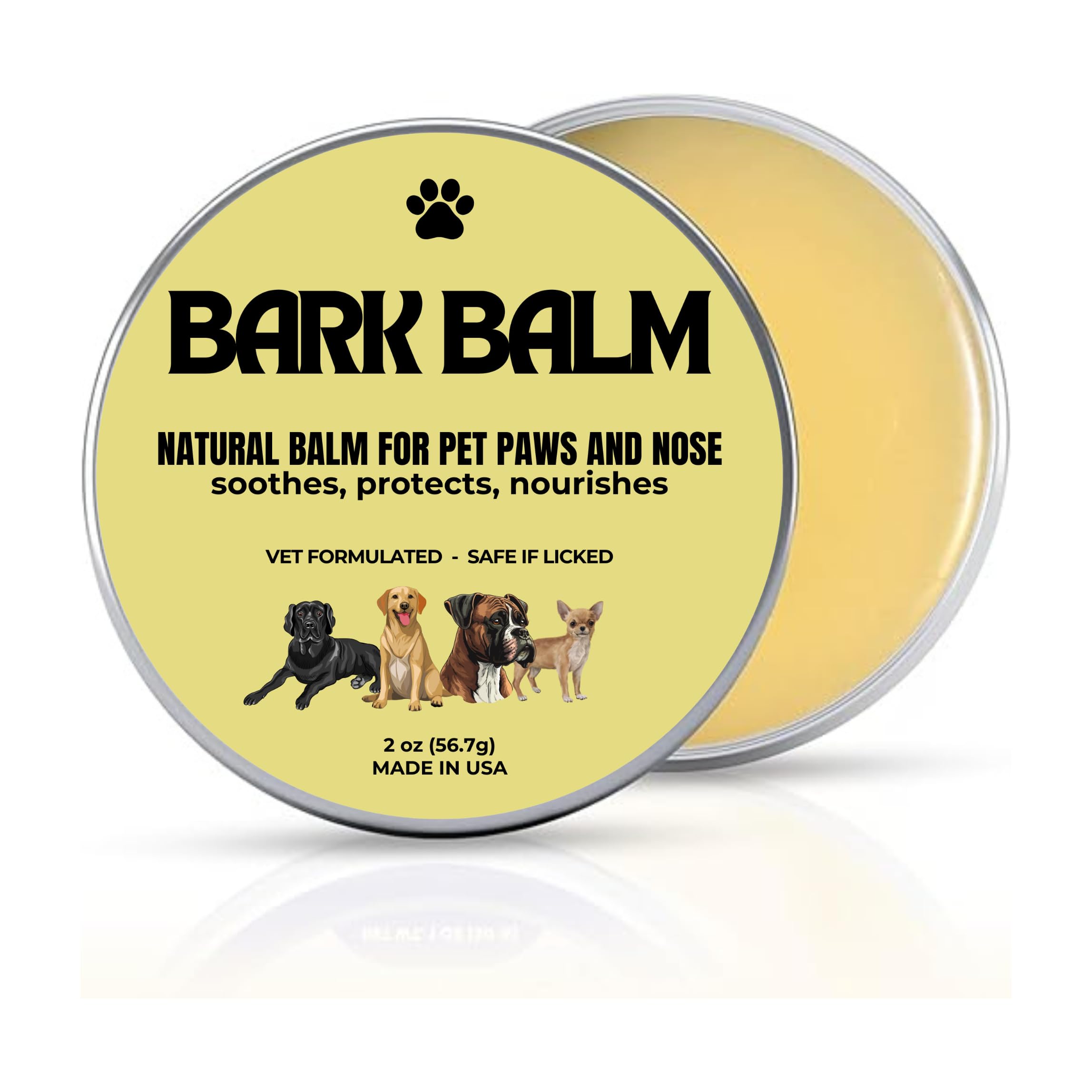 Dog Balm - Natural Paw and Nose Balm for Dogs – Safe if Licked – Vet Formulated Paw Balm - Dog Moisturizer for Paws and Nose - Made in USA