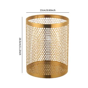 Ayiwiee Gold Mesh Wastebasket for Bathroom, Brass Wire Trash Can, 3.5 Gallon / 12L Round Mesh Stainless Steel Wastebasket Trash Can, Recycling Bin for Home, Office, Bedroom Kitchen