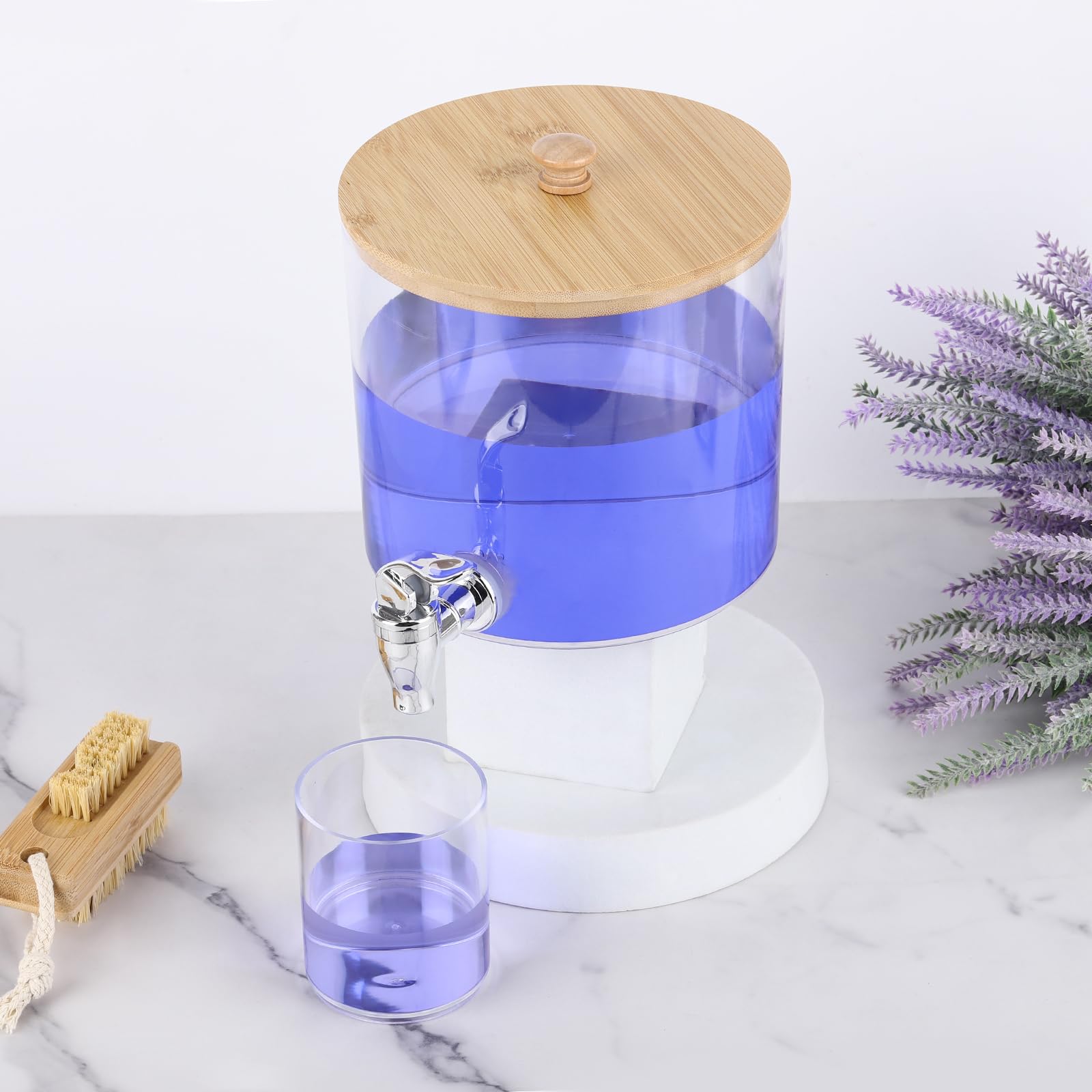 Laundry Detergent Dispenser with Spouts Plastic Container with Bamboo Lid for Laundry Room Organization