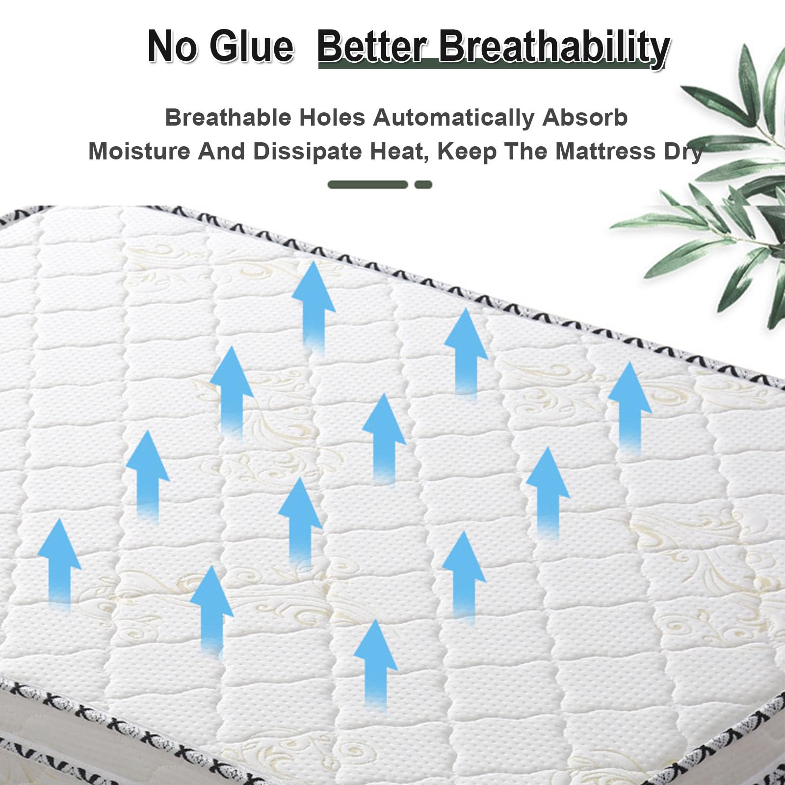 Enchantia 3.2in Coir Mattress Thickening, Natural 3E Coconut Firm Mattress Contains 6cm Coconut Palm Inner Core, Moderately Soft and Hard, Seamless Foldable Mattress for All Ages Queen Mattress