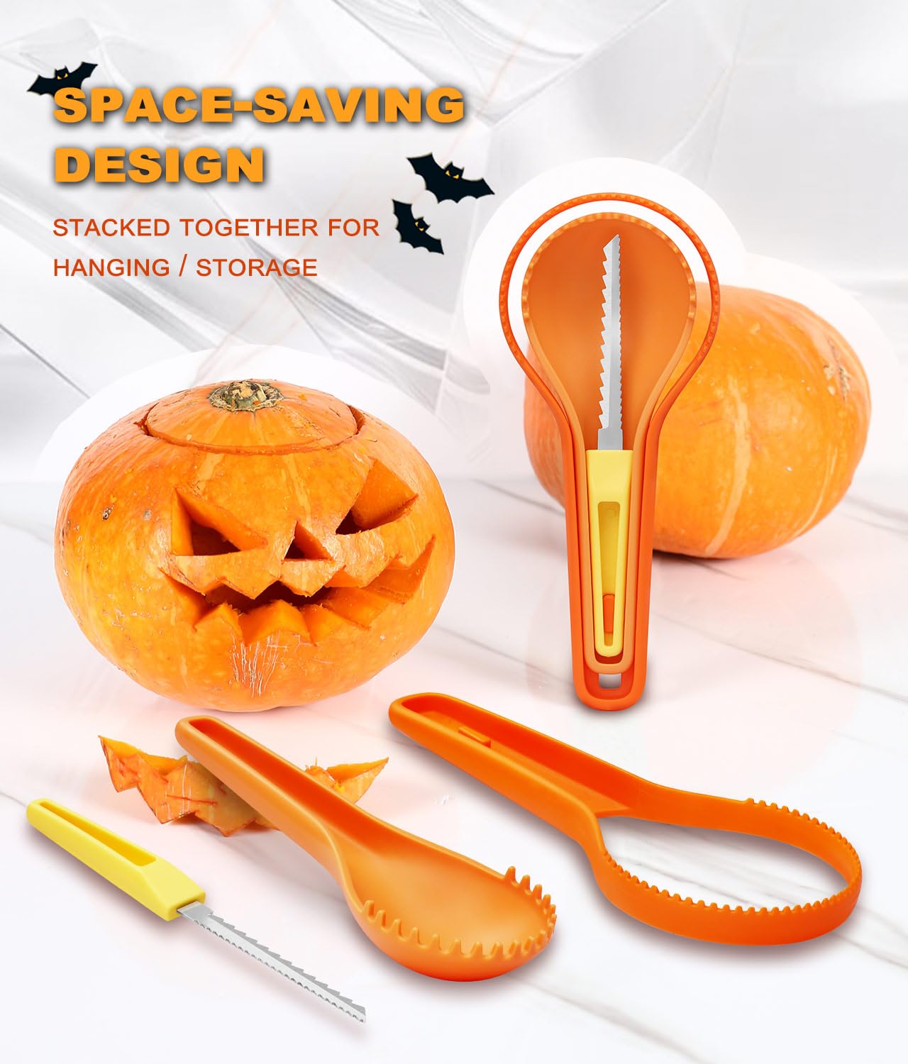 Zuacs Halloween Pumpkin Carving Kit,Professional Stainless Steel Craft Tools for Halloween Decoration Jack-O-Lanterns,2024 New Pumpkin Carving Set For Kids Or Adults,Pumpkin Decorations Tools