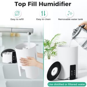 Humidifiers for Bedroom Large Room Home, 4L Cool Mist Humidifier for Smart App & Voice Control, Fill Essential Oil Diffuser for Baby and Plants, Quiet Ultrasonic Humidifier with 360° Nozzles, A-White