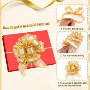 20pcs Large Gift Bows, Ribbon Pull Bows with Gold Edge Big Gift Bows Gold Large Pull Bows for Birthday Wedding Baskets Christmas Valentine's Day Gift Wrapping