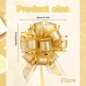 20pcs Large Gift Bows, Ribbon Pull Bows with Gold Edge Big Gift Bows Gold Large Pull Bows for Birthday Wedding Baskets Christmas Valentine's Day Gift Wrapping