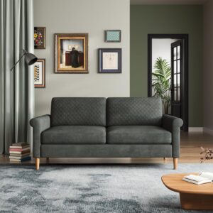 Vesgantti 65" Grey Loveseat, Comfy Small Couch, Mid Century Modern Decor Loveseat Sofa, Couches for Living Room, Small Couch for Bedroom, 2-Seat Sofa Living Room Furniture,No Tool Fast Assembly