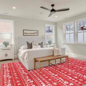 famibay Christmas Area Rug, 8x10 Area Rugs Washable Christmas Rugs for Living Room Large Room Rugs for Under Table, Winter Christmas Carpet Area Rugs for Living Room Bedroom