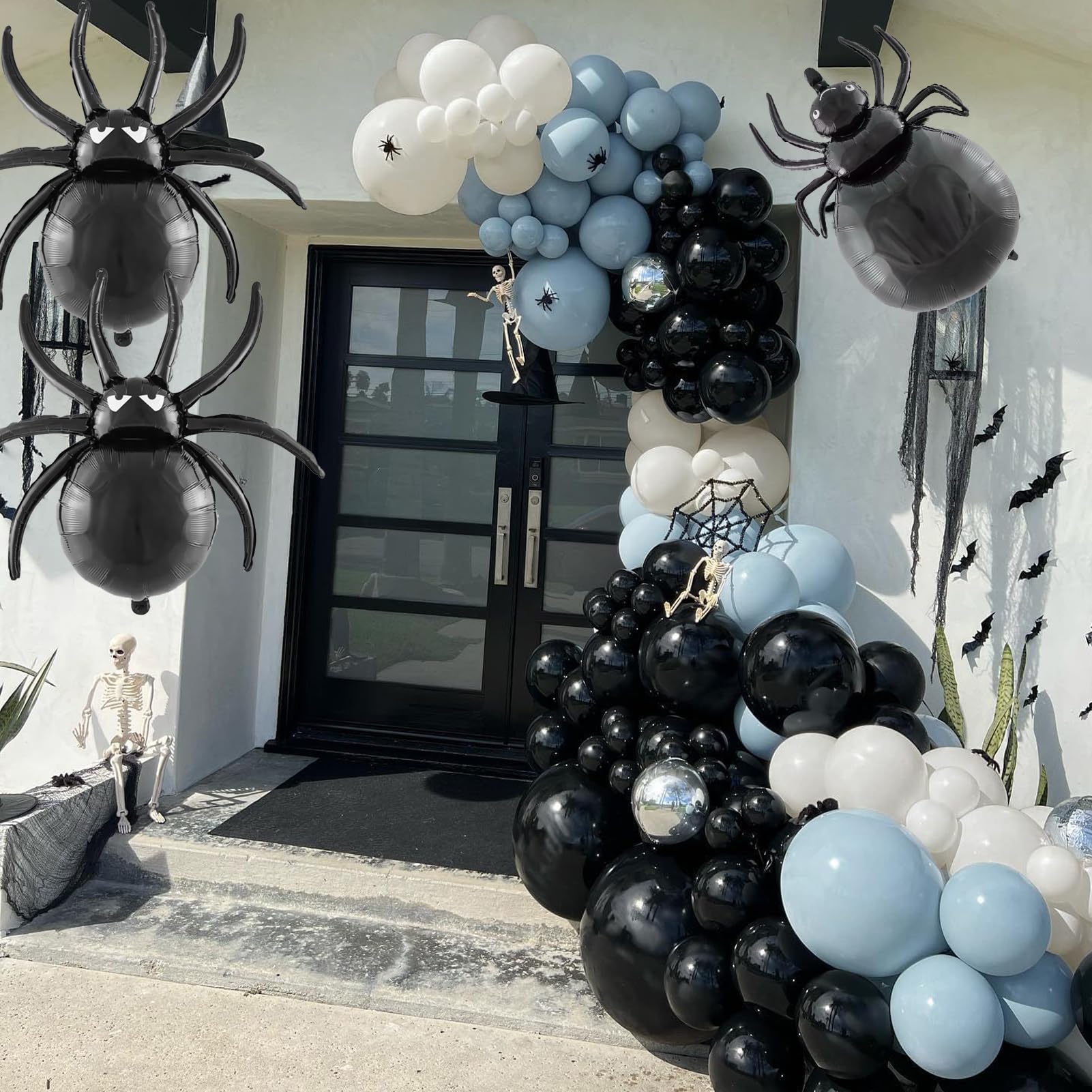 4 Pack Spider Balloons Halloween Spider Foil Balloon for Halloween Party Birthday Haunted House Spooky Decoration Supplies