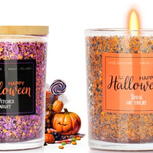 Halloween Gifts for Women - 2 Pack Halloween Candles Pumpkin Candy Scented Candle Set, Boo Basket Stuffers for Women, Nightmare Christmas Decor, Halloween Birthday Decorations Indoor