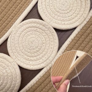 Lazy H Corner Washable Braided Rugs Jute Oval Rug: Quick Drying, Non-Slip & Machine Washable | for Home Decoration and Comfortable Living | Durable, Easy to Clean | Small Oval Bath Rug (Beige, 31x47)