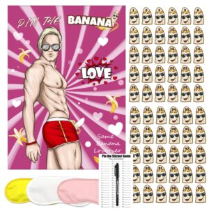 bridal shower games pin the banana on the hunk bachelorette party gameswedding engagement girls night pin the banana game 50 stickers includes large poster single girl party night