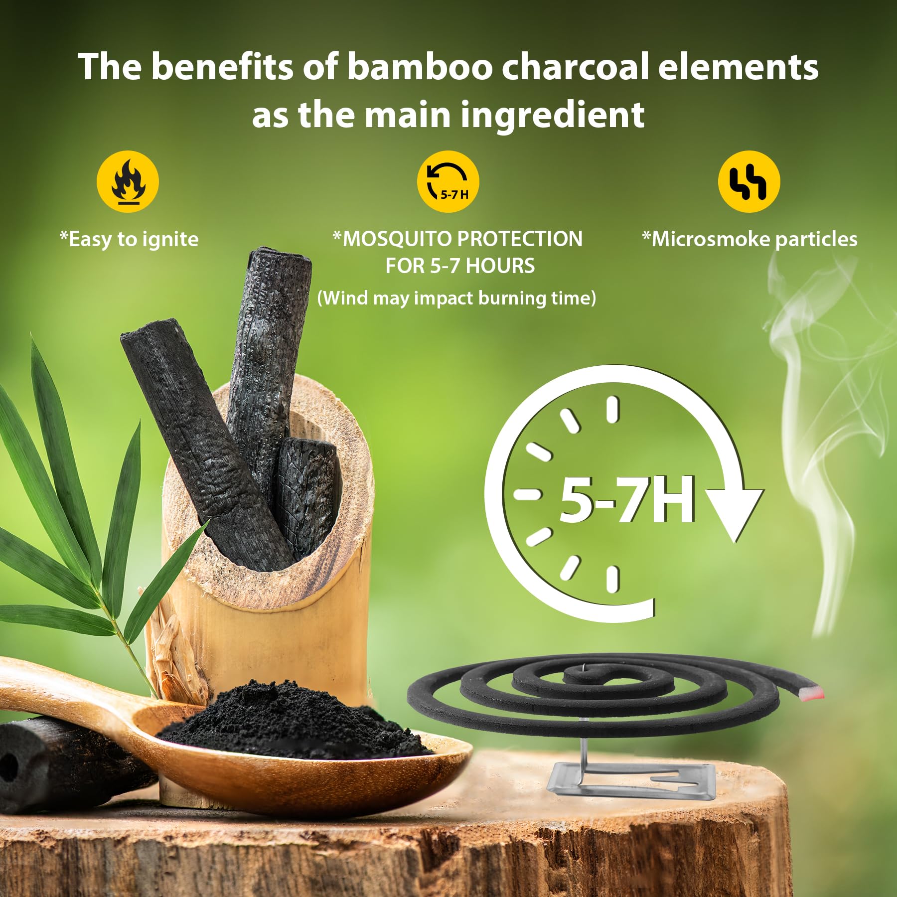 KICKOUTOR Mosquito Repellent Outdoor Patio 20 PCS Natural Citronella Mosquito Coils Incense Deet Free Mosquito Killer with 4 Stands for Camping Backyard Room 5-7 Hours Gnat Mosquito Control