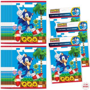 unique sonic party bags | 24 ct | sonic goodie bags for sonic party favors | sonic birthday party decorations | includes sticker for birthday child