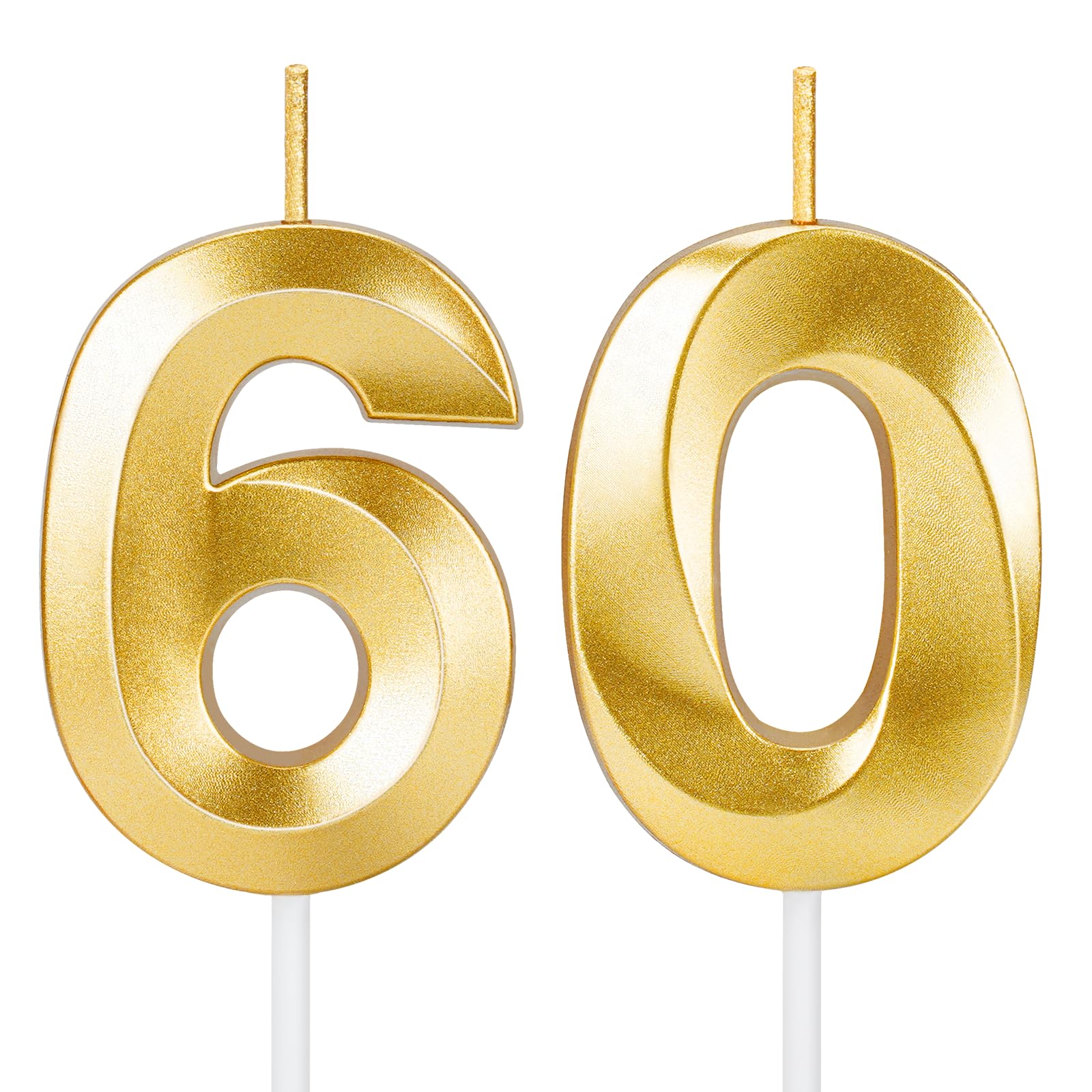 60th Birthday Candles for Cake,Gold Number Candles for Happy Birthday Cake Toppers,Birthday Decorations for Women Men Party Anniversary Wedding