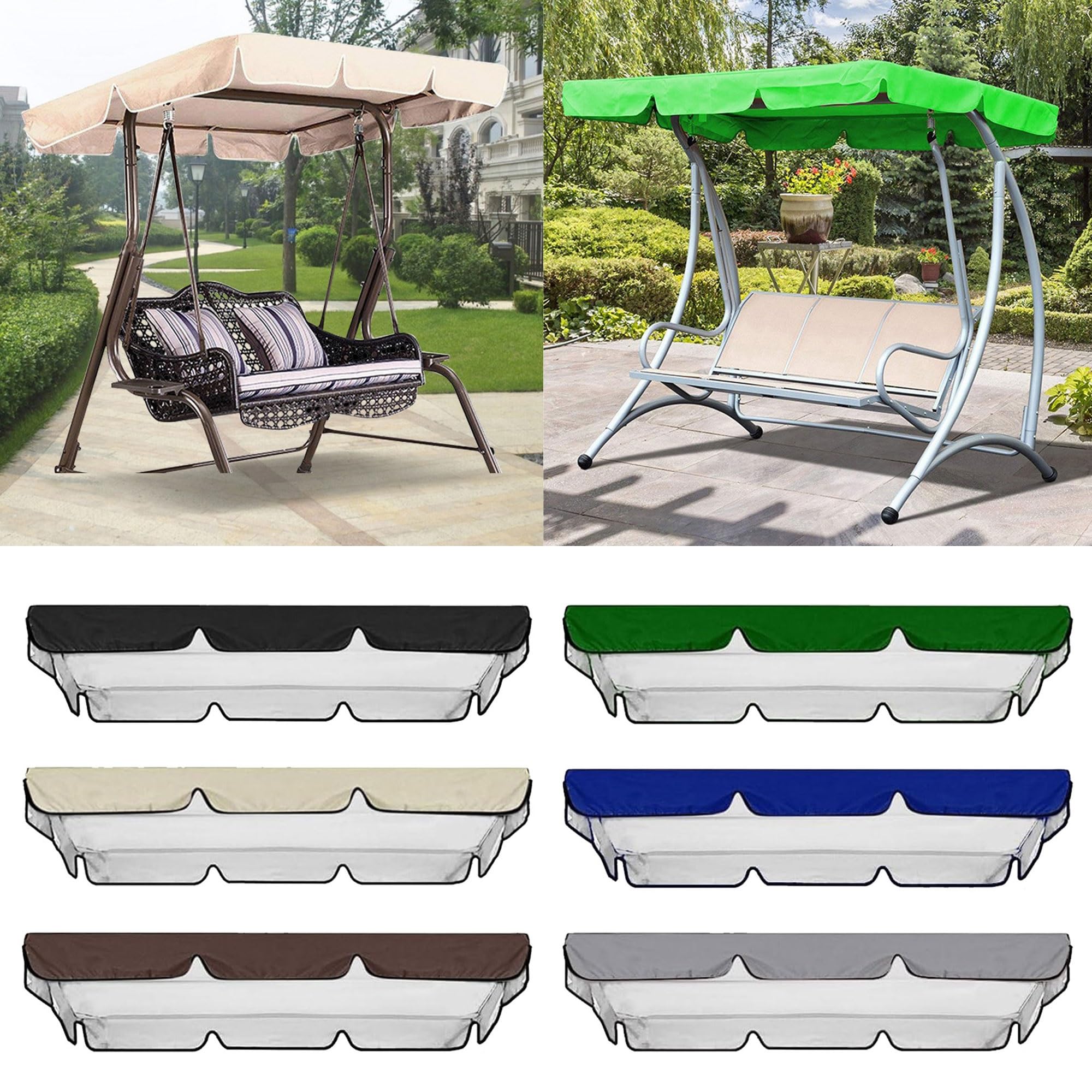 HyzXqq Waterproof Swing Canopy Replacement - Durable 600D Oxford Cloth Garden Swing Seat Cover for Outdoor Patio, Park, and Porch Furniture(Coffee-hdw,76.77" x 49.21" x5.9")