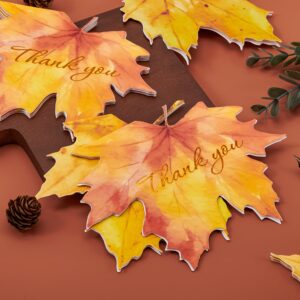 Crisky 25 Autumn Pumpkin Maple Leaves Thank You Cards with Envelopes Fall Thanksgiving Blank Greeting Cards for Thanksgiving Autumn Holiday Baby Shower Party Supplies