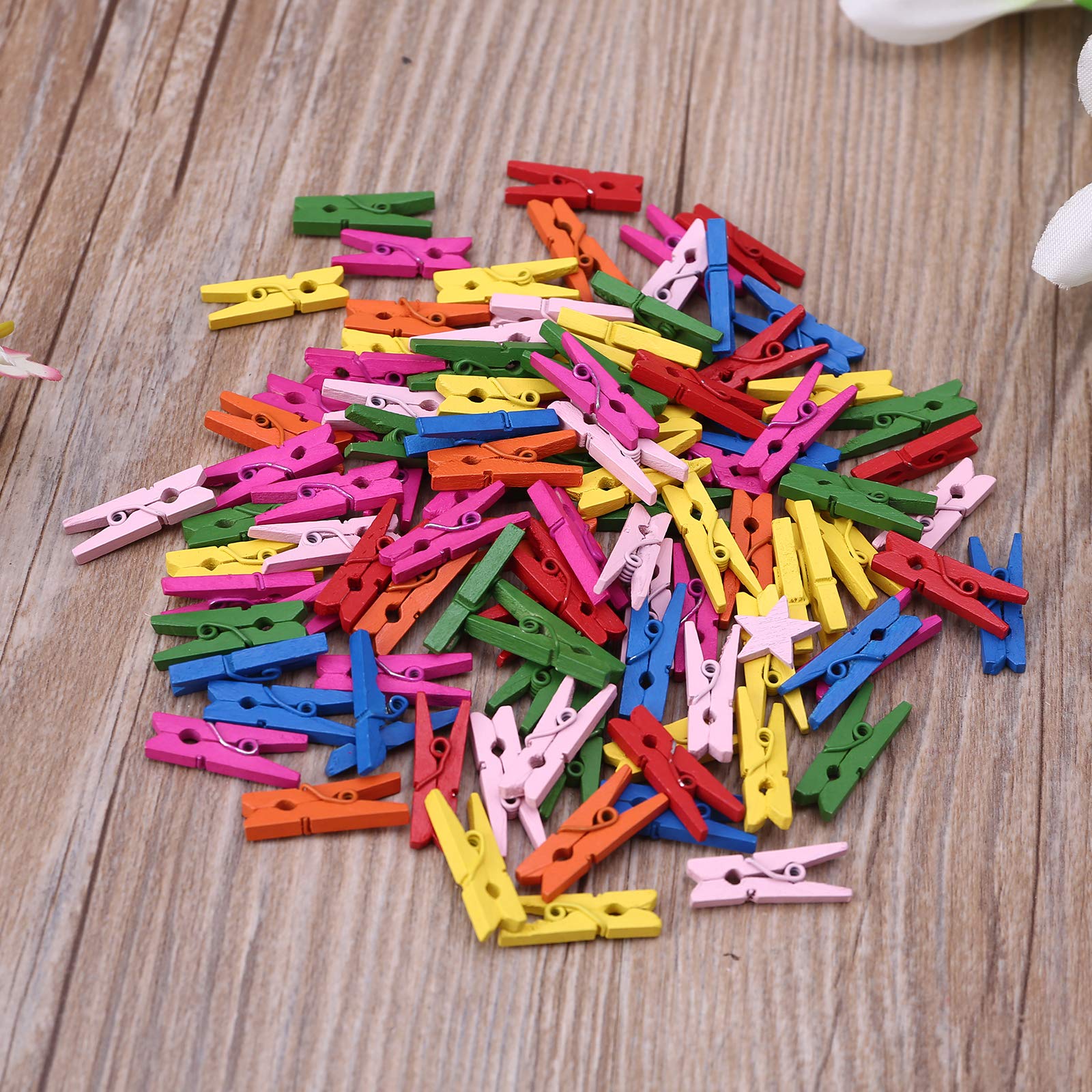 100Pcs Small Size 25mm Natural Wooden Clips for Photo Paper Pegs Clothespin Craft Decoration School Office Supplies