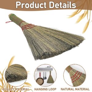 6Pcs 11 Inch Short Handle Whisk Broom Mini Broom Natural Bristles Handle Brush Hand Broom for Multi Surface Sweeping Small Hand Broom Brush for Outdoor Camping Car Porch Debris Dust Dirt