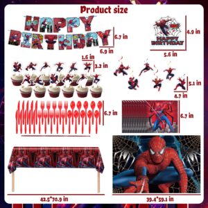 Spider Birthday Decorations, Spider Party Decorations Includes Spider Balloons Arch Garland Kit Banner Tableware Set Backdrop Tablecloth Spider Stickers for Birthday Baby Shower Supplies