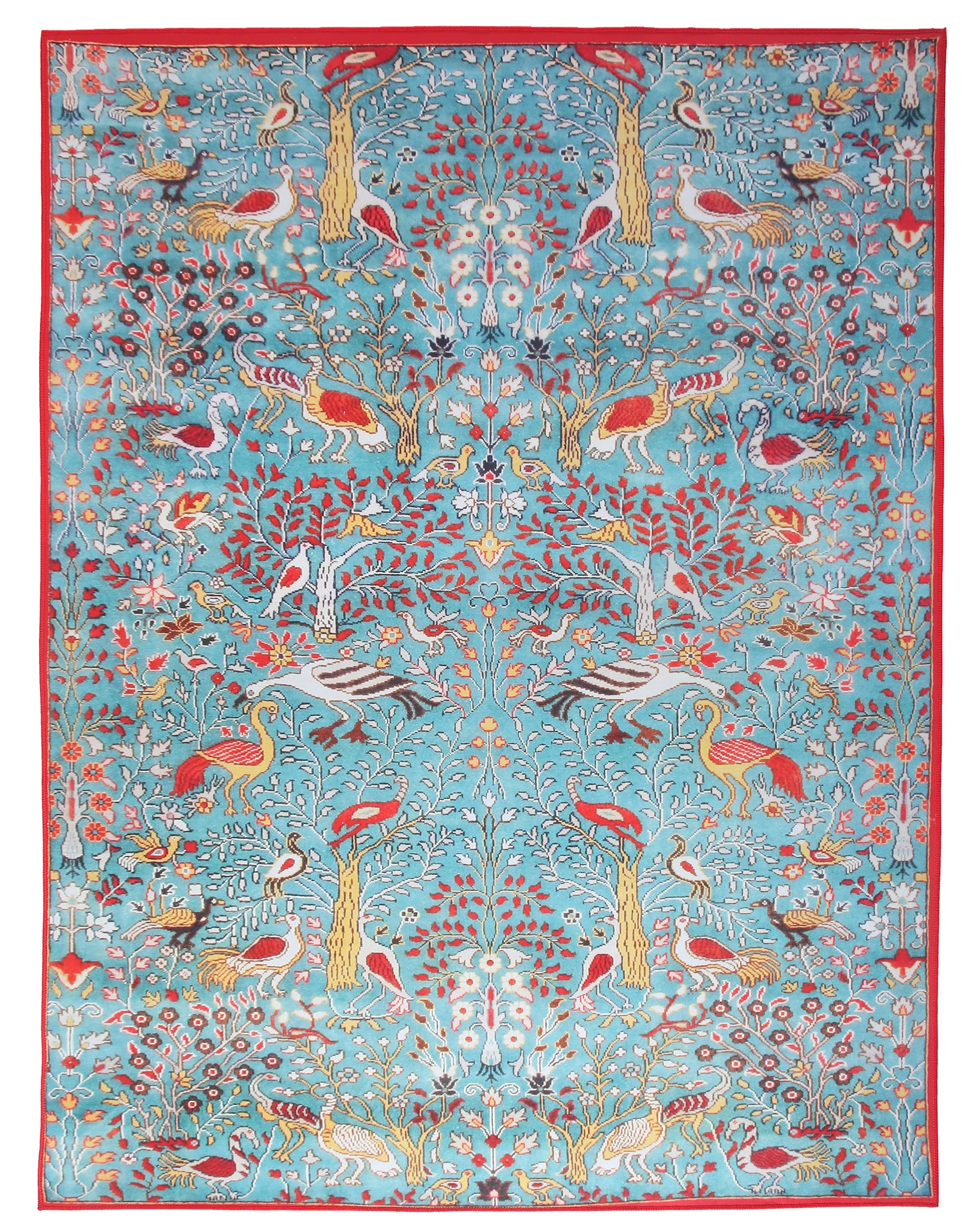 Kalili Rugs 4X6 Modern Blue Bird Machine Washable Rug with Built-in Padding (Multiple (8X10)