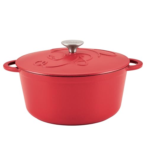 Farberware Disney Bon Voyage Pre-Seasoned Cast Iron Dutch Oven/Casserole Pan with Lid, Suitable for All Stovetops, Including Induction, 4.75 Quart, Red