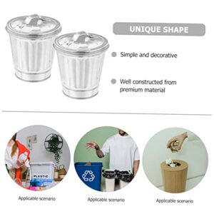 SOESFOUFU 2pcs Tin Bucket with Lid Laundry Hamper with Lid Galvanized Bucket Laundry Basket Galvanized Pot Mini Garbage Tin Garbage Can with Lid Waste Can Desktop Trash Container