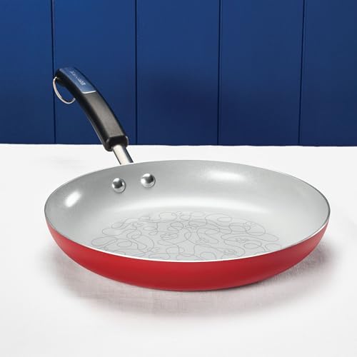 Farberware Disney Bon Voyage Ceramic Nonstick Frying Pan, Dishwasher Safe, Skillet (11 Inch), Red