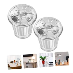 SOESFOUFU 2pcs Tin Bucket with Lid Laundry Hamper with Lid Galvanized Bucket Laundry Basket Galvanized Pot Mini Garbage Tin Garbage Can with Lid Waste Can Desktop Trash Container