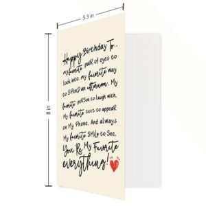 GlightG Romantic Birthday Card for Husband Boyfriend, Funny Birthday Cards Gifts for Wife Girlfriend, Sweet Love Card for Women Men, You're My Favorite Everything!