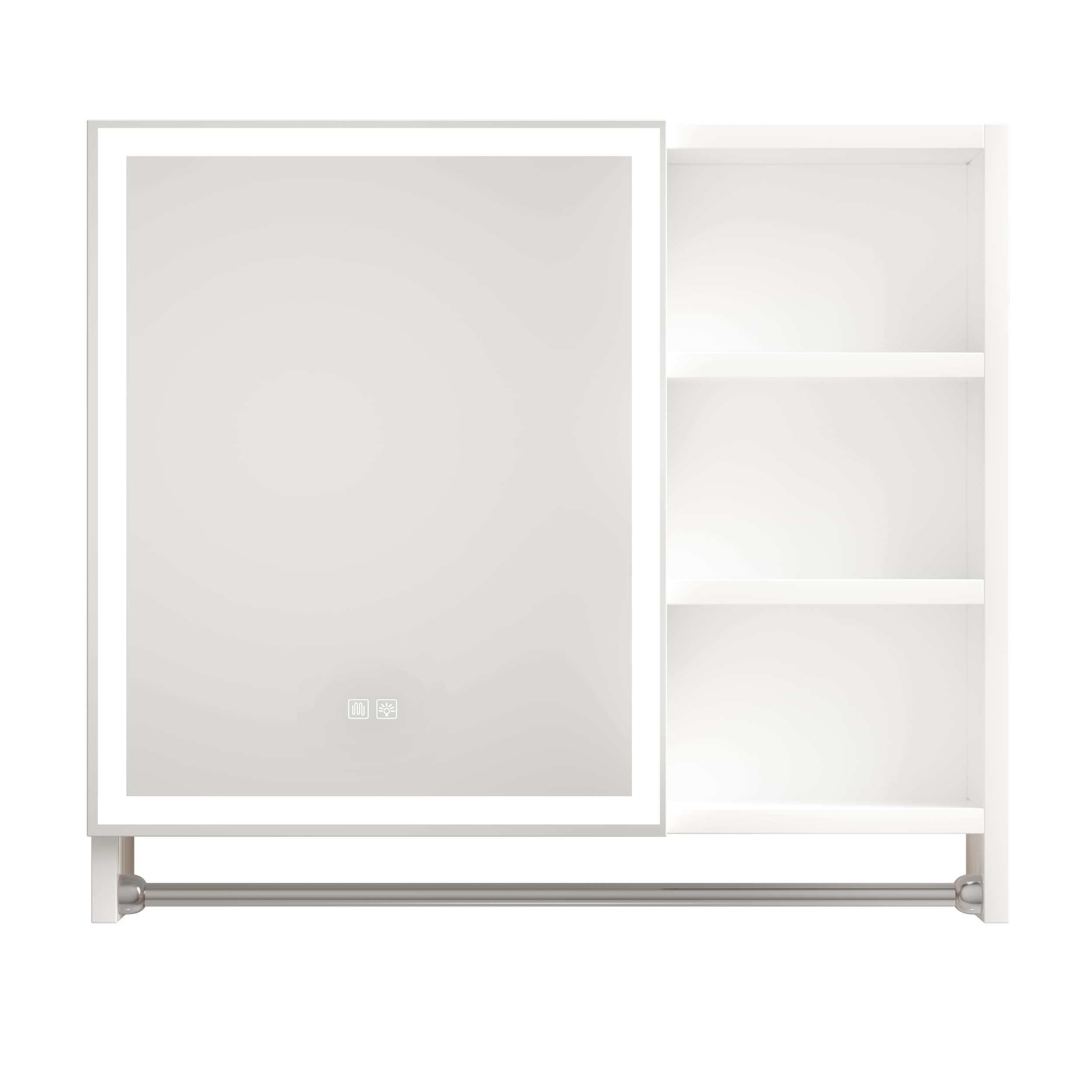 HXCQYGL Modern 32x28inches Bathroom cabinets, Medicine cabinets with Mirrors and LED Lights, Bathroom lockers with multilevel Storage compartments and Towel Rails